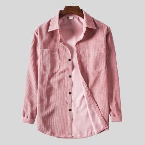 Chemise-Velour-Rose-Homme