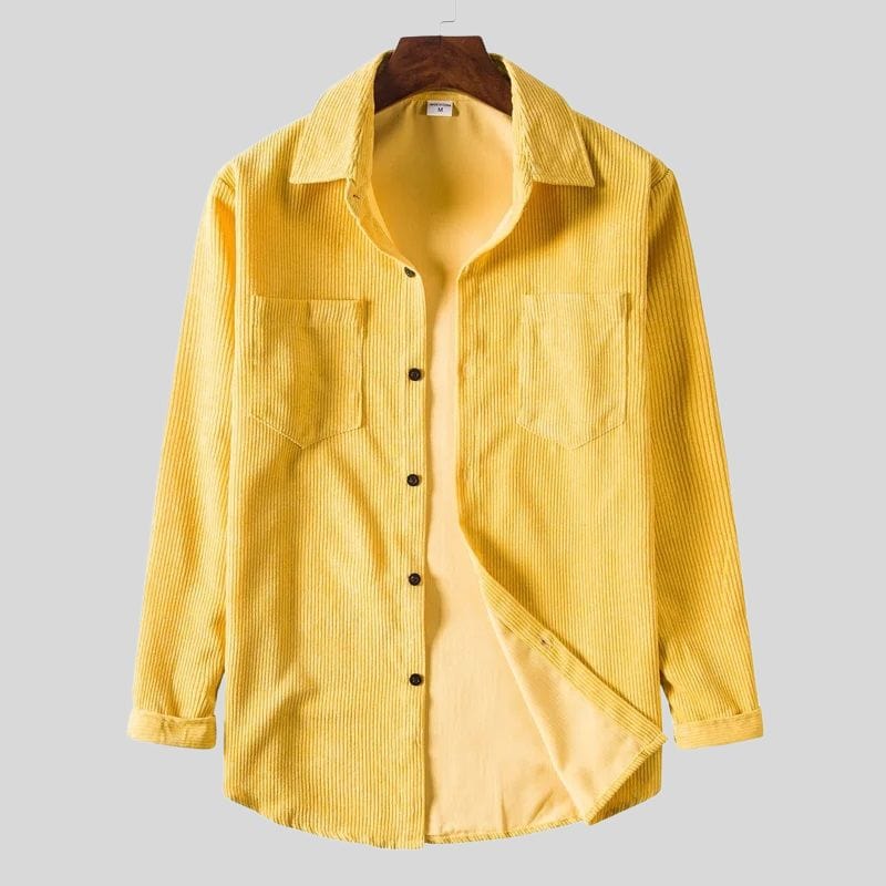 Yellow Corduroy Shirt for Men Chemise-Velours-Cotelé-Homme-Jaune