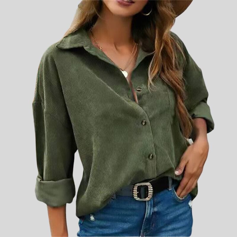 Women's Velvet Shirt Khaki Chemise-Velours-Femme-Kaki