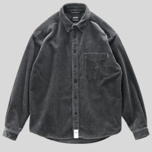 Chemise-Velours-Homme-Gris