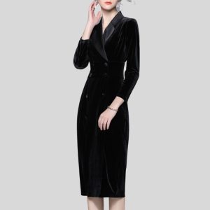 Women's Black Velvet Dress