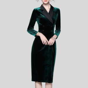Emerald Green Velvet Dress